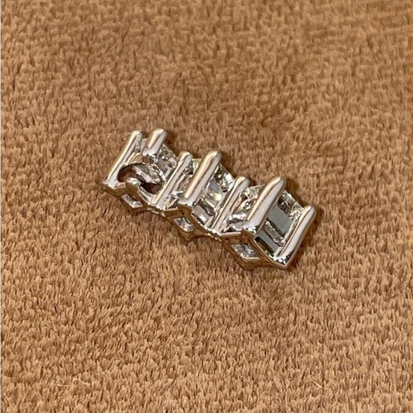 Solid Stamped 14K White Gold Natural Princess Cut Diamond Pendant for Necklace - Picture 11 of 12